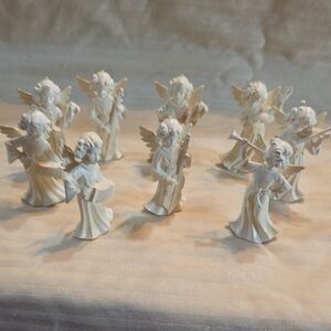 Elegant White Plastic Angel Figurines Set Of 9 for Home Parties